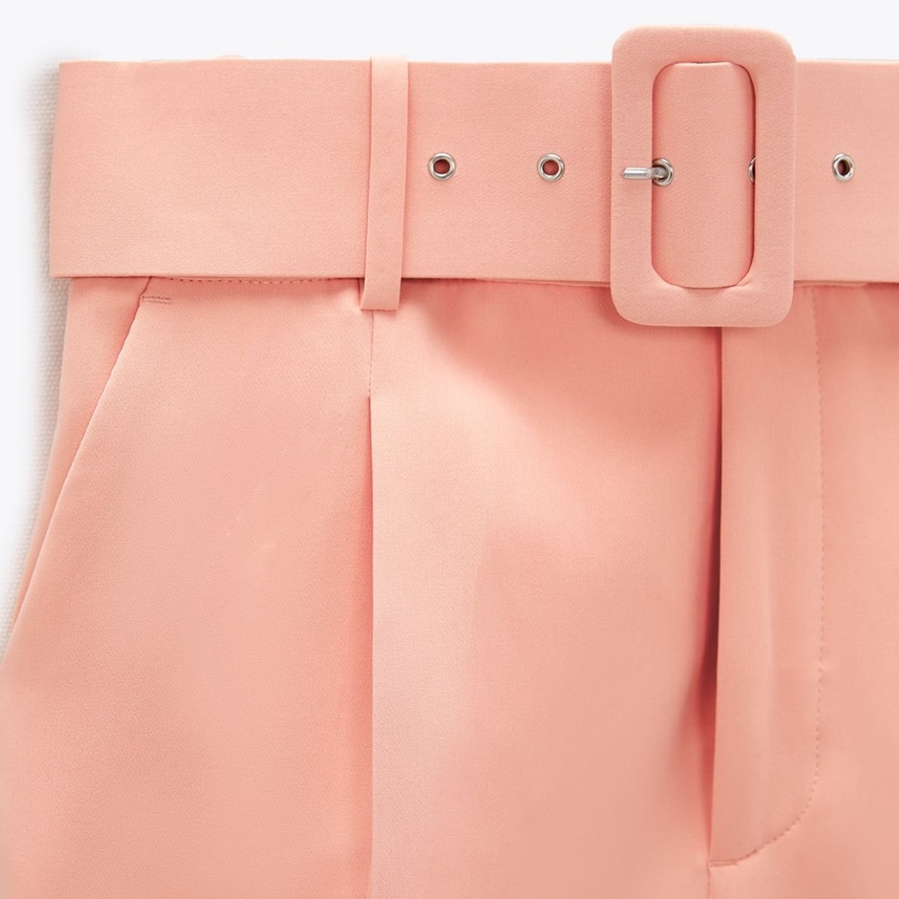 NWT Zara high waisted belted peach pants - Picture 4 of 5